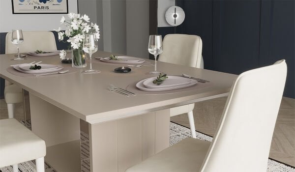 Bendis Silver Masa + 6 Adet Sandalye Takımı